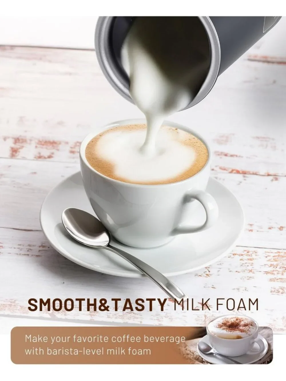 4-in-1 Electric Milk Frother & Steamer - LED Touch Screen, Warm & Cold Foam